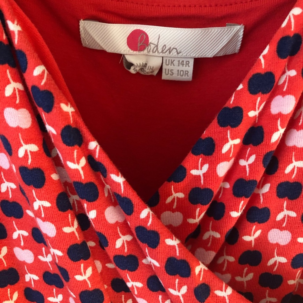Boden red, navy & cream apple dress